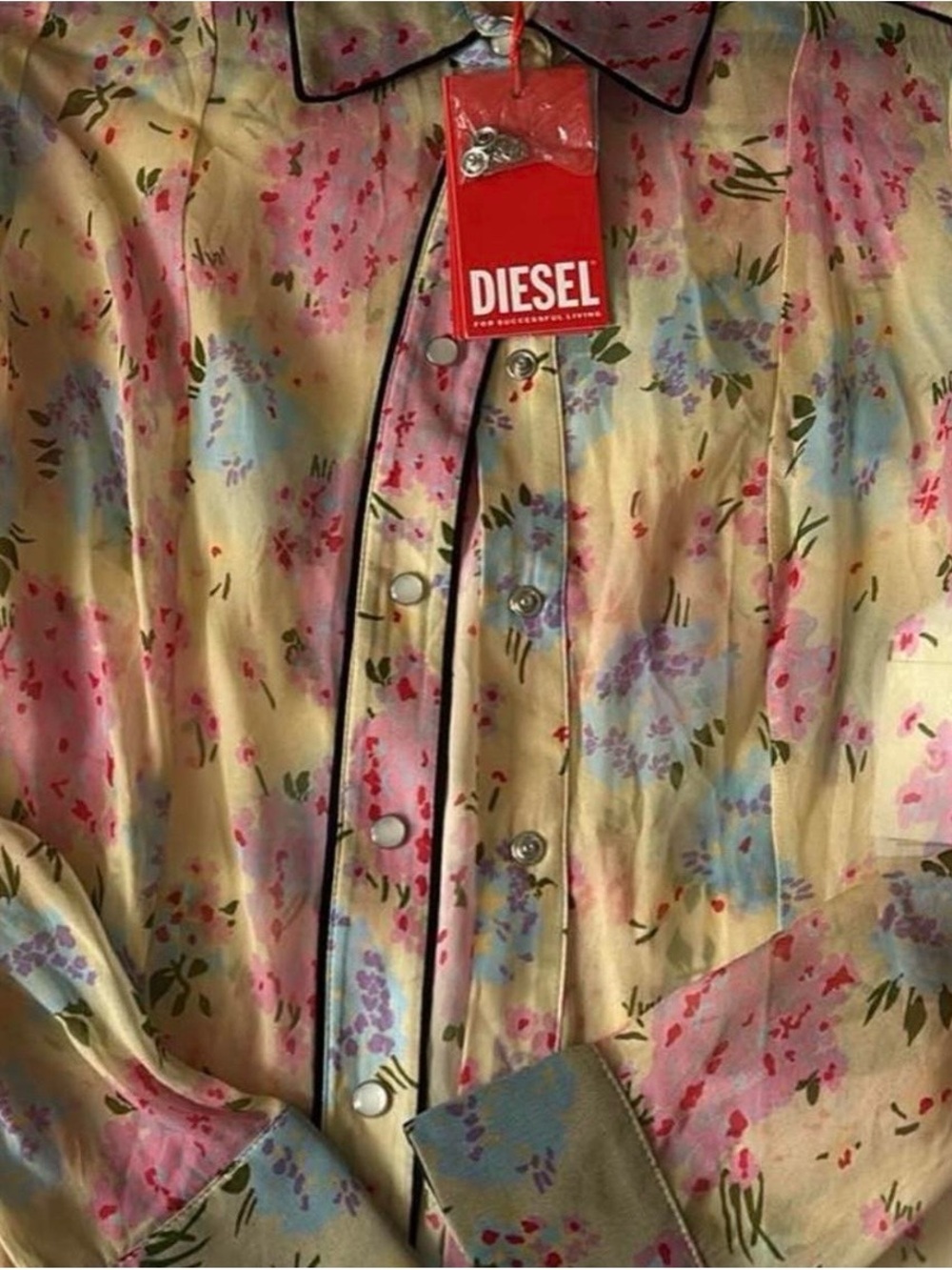 DIESEL Pastel Floral Blouse in Pink, Blue & Cream
